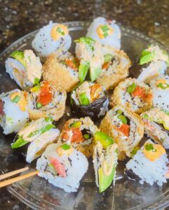 spicy tuna, shrimp tempura, ava flava sushi